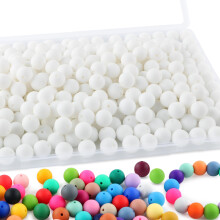 Silicone Beads Round 15mm 170PCS White