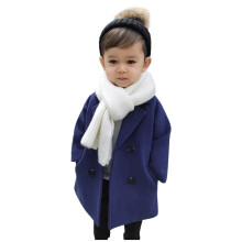 Kids Trench Coat Wool Double Plaid Navy 12-18 Months