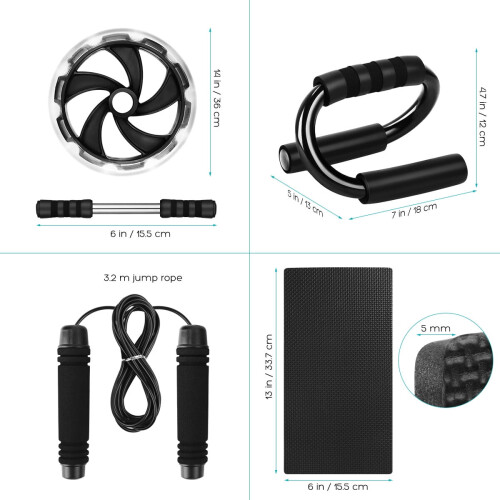 Ab Wheel Roller for Abdominal Exercise Black Anti-Slip Foam
