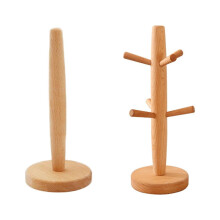 Paper Towel Holder Vertical Beech Wood Countertop