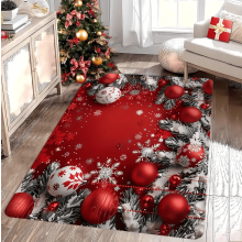 Christmas snowflake area mat red gold white 1 piece