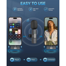 Wireless Lavalier Mic for iPhone iPad Omnidirectional Clip 1