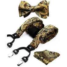 Men's Paisley Floral Suspenders Y-Back with Clips