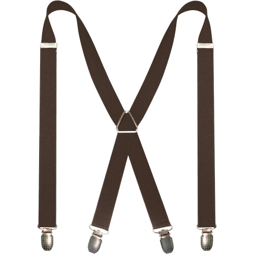 Men's Solid Color Adjustable Suspenders with 4 Clips
