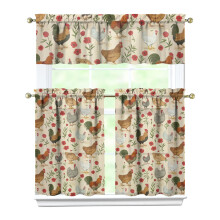 Vintage rooster kitchen valance set 3-piece 27.5x36 inch