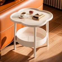 Small Round Side Table with Storage White