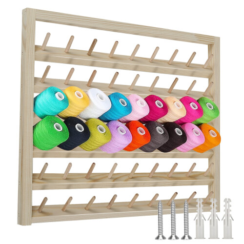 Wooden Thread Holder Rack Wall-Mounted 48 Spool