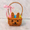 Easter bunny rattan basket with pink bow and 3 eggs 2