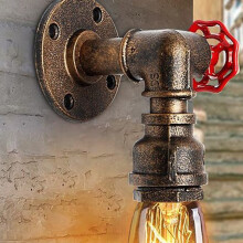 Vintage Waterpijp Wandlamp Kraan Vorm Stoom Punk Loft Industrieel IJzer Roest Retro Huis Bar Decors Roestig Goud