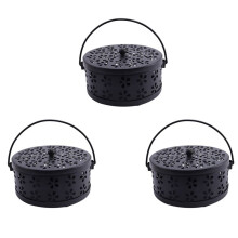 3X Nordic Retro Metal Hollow Titulaire Floral Floral Coil Bobine BrûLeur Moustiquaire (Noir)
