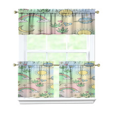 Kitchen Curtains Set with Valance 3-Piece 54x18+2x27.5x24