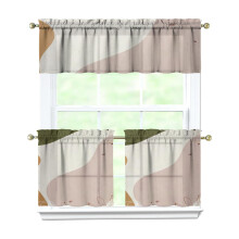 Boho Kitchen Curtains Set with Valance 3 Pieces