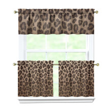 Kitchen Curtains Set Brown Leopard Print 3-Piece