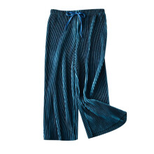 Girls' pleated wide-leg chiffon trousers green 10-11 years