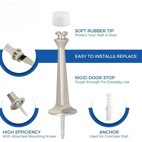 Heavy Duty Rigid Door Stopper with Soft Rubber Tip 12 Pack 1