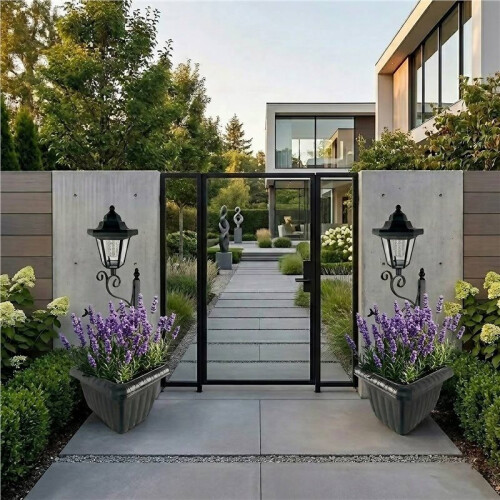 2Pack Solar Lamp Post Light with Planter Outdoor Waterproof Garden Path Decor 2