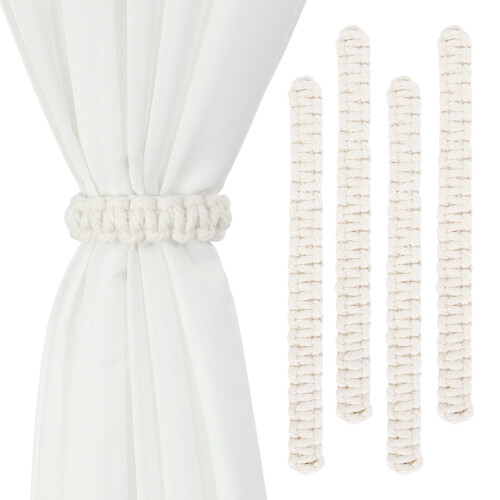 Cotton Rope Curtain Tiebacks Handmade Braided 4 Pcs
