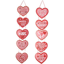 Valentine'S Day Theme Heart Door Hangers Happy Valentines Day Party Decoration Banner