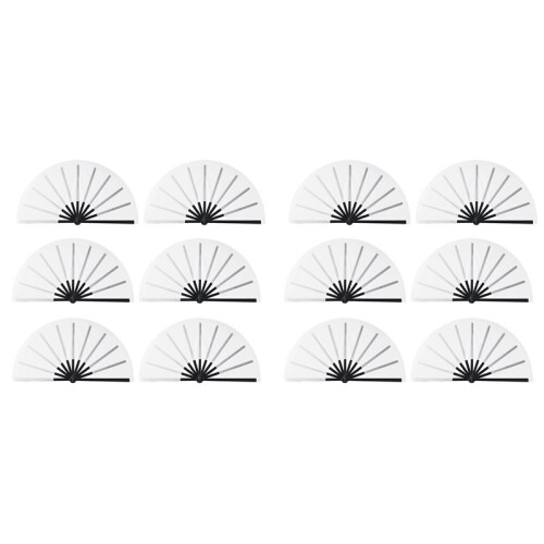 12 Éventails Vierges en Polyester Blanc pour Sublimation, Éventails à Main Vierges, Impression par Transfert Thermique pour Danser