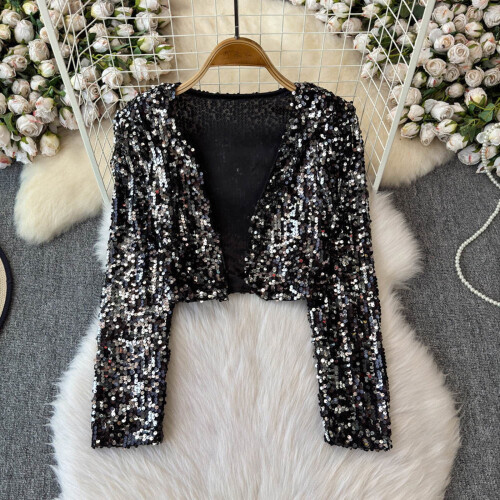 Glitter Sequin Jacket for Kids Black 1