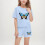 Butterfly Checkered Sleeve Outfit Set Sky Blue 2-Piece for 1