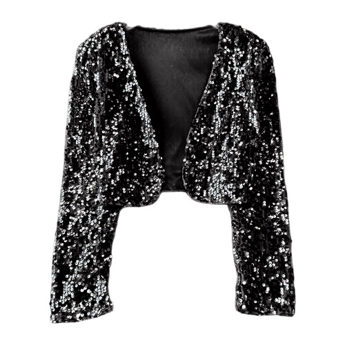 Glitter Sequin Jacket for Kids Black