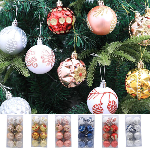 Christmas Ball Ornaments White Silver Glitter 8 pcs 1