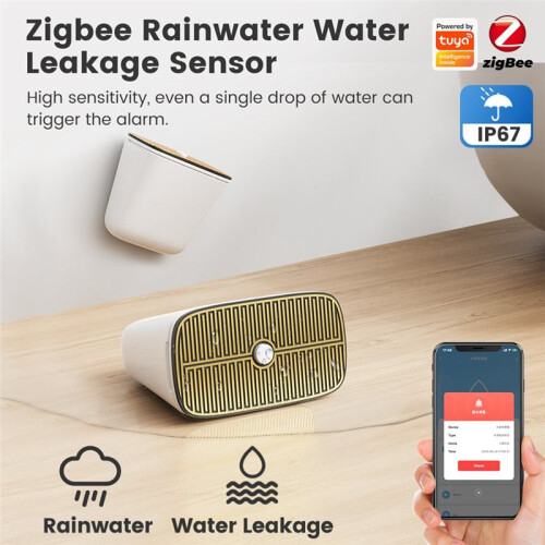 Tuya Zigbee  Rain Sensor IP67 Outdoor Wireless Real- Rain Detector Tuya APP Security Alarm Water Leak Sensor 1