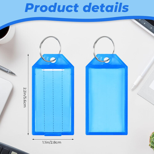Plastic Key Tags with Labels and Ring 50 Pcs 2