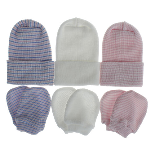 Newborn Hat and Gloves Set Cotton White 1 Set 1