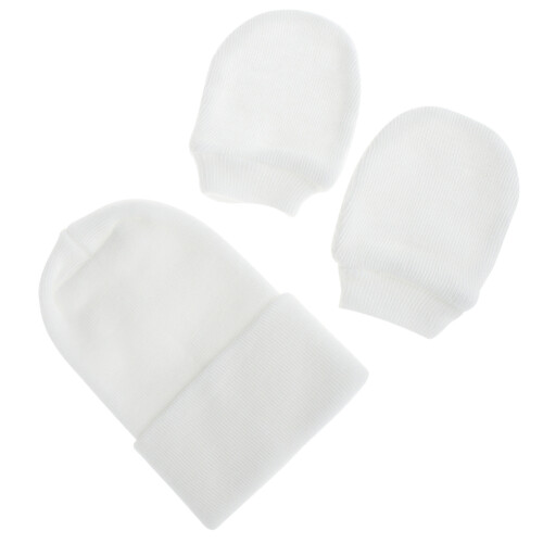 Newborn Hat and Gloves Set Cotton White 1 Set 2