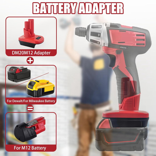Battery Adapter for Milwaukee M12/M18 and Dewalt 20V Max 1