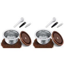 2X Reusable Coffee Pods Kit, 230ml Stainless Steel Coffee Capsule,for Vertuo Machines, Includes Silicone Lid