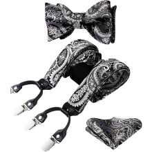 Paisley Floral Suspenders for Men Y-Back with Clips