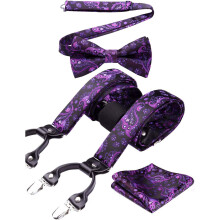 Men's Paisley Floral Suspenders Y-Back with Clips