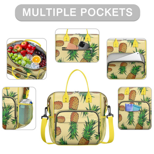 Insulated Lunch Bag Pineapple Hawaiian Design Large 1