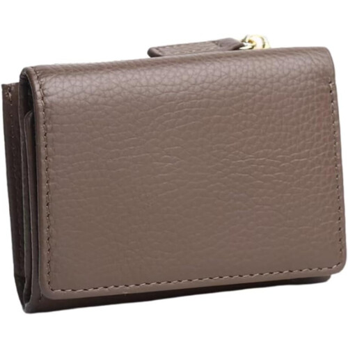 Women's Genuine Leather RFID Wallet Tri-Fold with Zipper