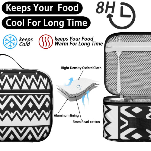 Boho Insulated Lunch Box Reusable Thermal Bag 8-Hour Cooling 2