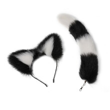 Cosplay Ears Headband and Faux Tail Keychain Set