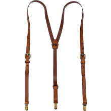Men's Brown Genuine Leather Suspenders, 1 Pair