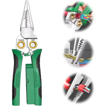 Wire Stripper with Voltage Tester 8-in-1 Green