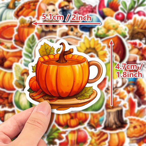 Fall Leaf and Pumpkin Stickers Vinyl Waterproof 100 pcs 1