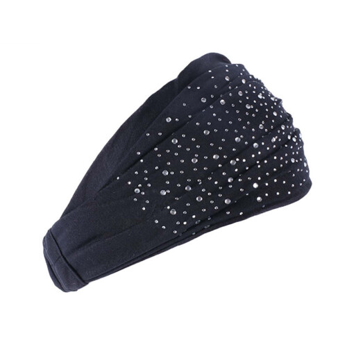 Women's Wide Bling Headband Stretchy Boho Turban with 1