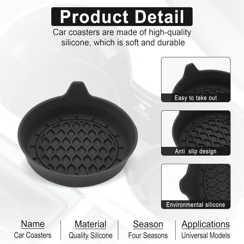 Car Cup Holder Coasters Silicone Anti-Slip 4-Pack 2