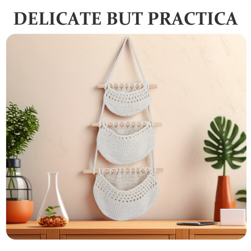 Fruit Hanging Basket Woven Bohemian Decor 1 pcs 1