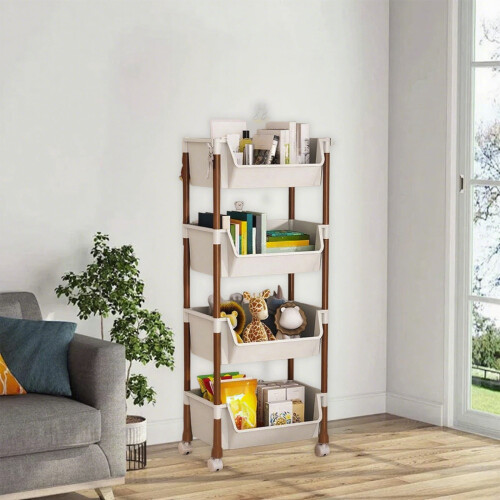 Rolling Storage Cart Plastic 4-Tier 1