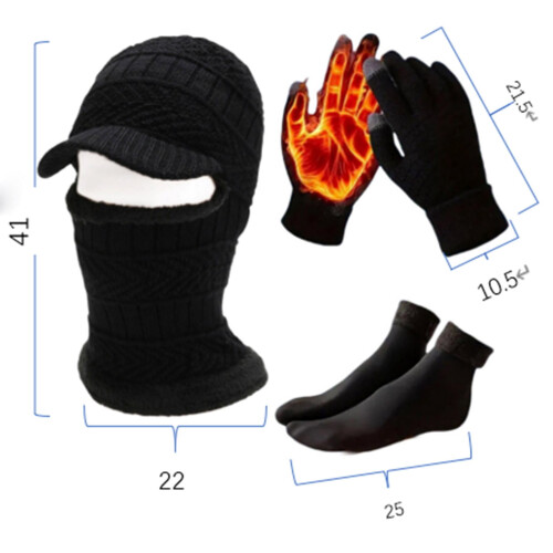 Msgweeeg Knitted Beanie Hat-Glove-Scarf Set 3-Piece 2