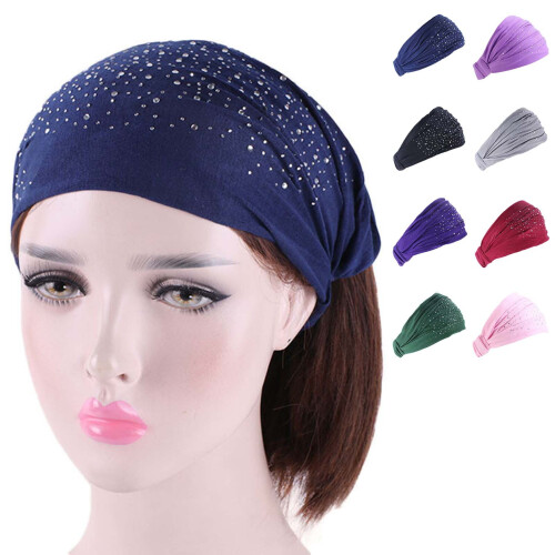 Women's Wide Bling Headband Stretchy Boho Turban with
