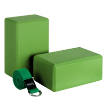 Yogablock och Yogaremsset EVA Foam Soft, Halkfria Yogablock Universal Pilates Stretching och Toning Träning Grön