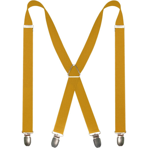 Men's Solid Color Adjustable Braces with 4 Clips